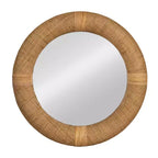 Miroir Mural Rond en Rotin Tressé Main, Naturel