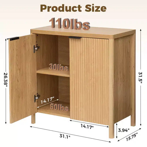 Buffet bahut cannelé à 2 portes de 31 po Meuble de rangement polyvalent pour salle à manger
