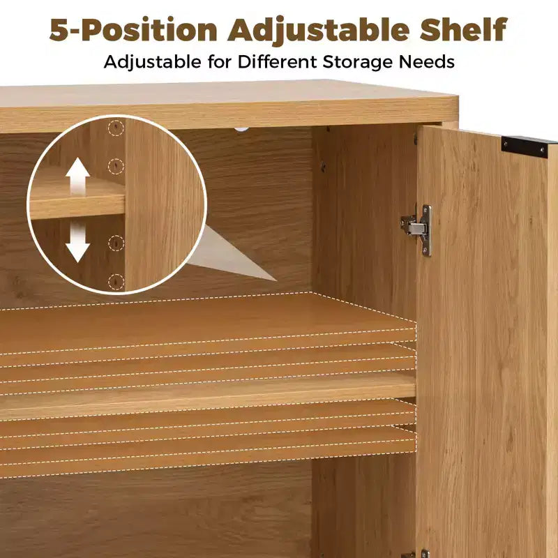 Buffet bahut cannelé à 2 portes de 31 po Meuble de rangement polyvalent pour salle à manger