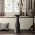 Table ronde martini avec piédestal, petite, au fini texturé et à montage rapide pour salons ou chambres, supporte jusqu'à 11,3 kg, noire