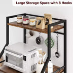 Meuble de micro-ondes rustique, étagère de rangement à 5 niveaux avec pieds réglables et kit anti-basculement, bois composite