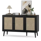 PexFix Sideboard Buffet Cabinet Kitchen Cabinet with 3 Rattan Doors and Adjustable Shelves