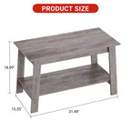 Table basse en bois de style ferme, avec 2 étagères de rangement pour petits espaces, table basse moderne