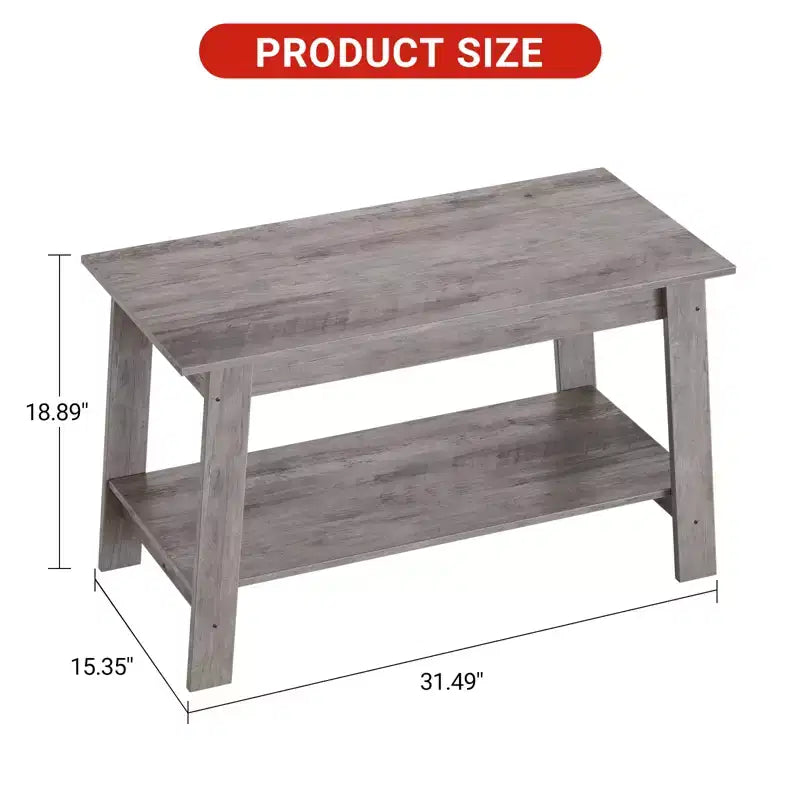 Table basse en bois de style ferme, avec 2 étagères de rangement pour petits espaces, table basse moderne