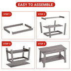 Table basse en bois de style ferme, avec 2 étagères de rangement pour petits espaces, table basse moderne