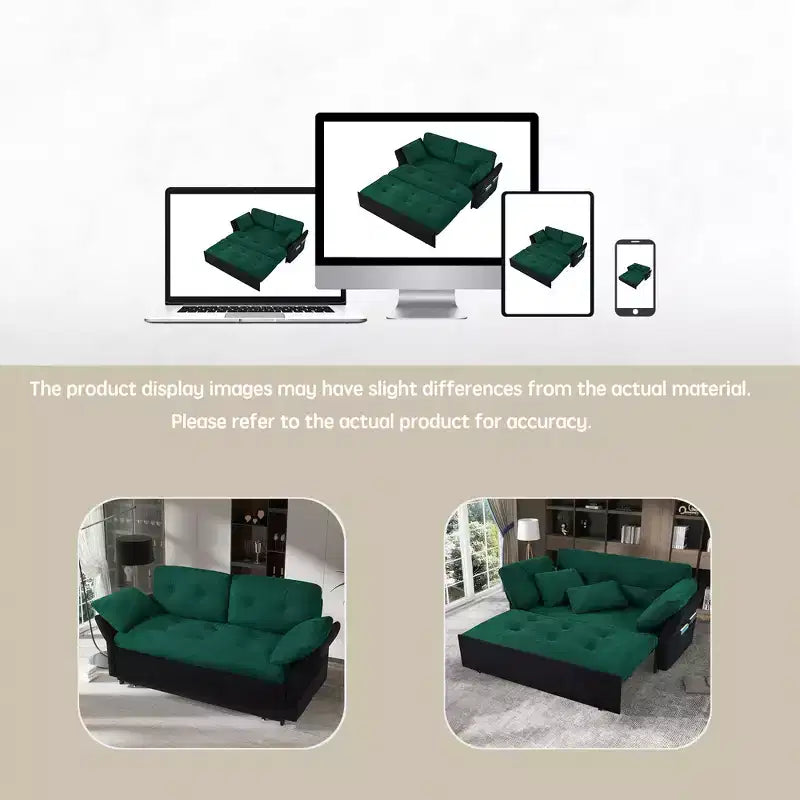 Canapé-lit convertible Tachi Modern multi-fonctionnel 74'' en chenille, taille Queen