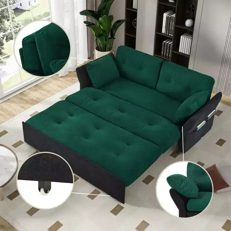 Canapé-lit convertible Tachi Modern multi-fonctionnel 74'' en chenille, taille Queen