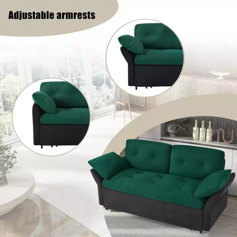 Canapé-lit convertible Tachi Modern multi-fonctionnel 74'' en chenille, taille Queen