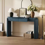 Table d'entrée avec finition grain de bois naturel Console avec design cannelé Plateau ovale et 2 tiroirs pour l'entrée et le salon Noir