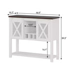 Meuble de bar à café, Buffet de ferme avec portes coulissantes de grange, Casier à vin, Étagère de rangement ouverte