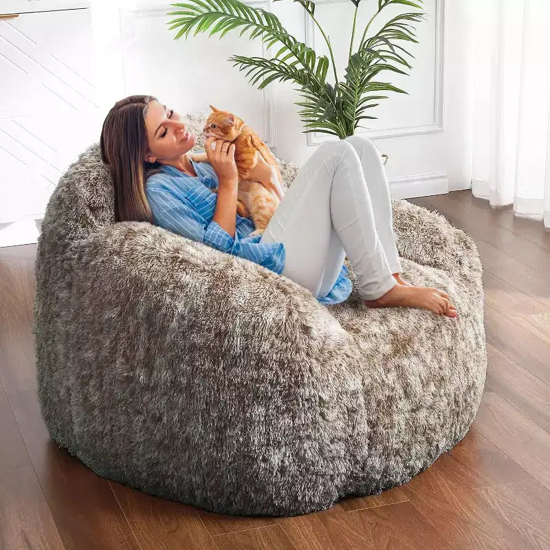 Pouf géant doux et moelleux pour adulte avec accoudoirs, pour la lecture ou le salon