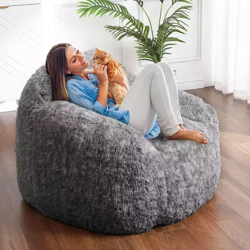 Pouf géant doux et moelleux pour adulte avec accoudoirs, pour la lecture ou le salon