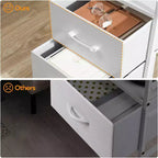 Table de chevet avec station de recharge, Table de nuit blanche avec lumières LED et 2 tiroirs en tissu, Table d'appoint avec 2 prises CA/USB/Type-C