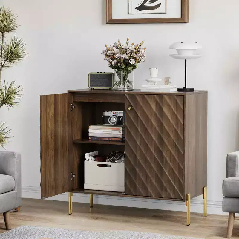 Meuble de rangement buffet style moderne milieu de siècle Meubles de rangement pour salon cuisine Marron