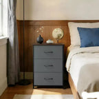 Petite commode 3 tiroirs avec paniers en tissu amovibles – Organisateur polyvalent pour chambre, salon, couloir ou buanderie – Peu encombrant, montage facile