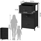 Petite commode 3 tiroirs avec paniers en tissu amovibles – Organisateur polyvalent pour chambre, salon, couloir ou buanderie – Peu encombrant, montage facile