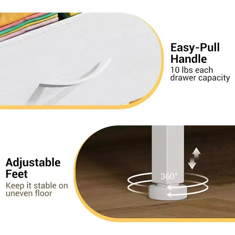 Petite commode 3 tiroirs avec paniers en tissu amovibles – Organisateur polyvalent pour chambre, salon, couloir ou buanderie – Peu encombrant, montage facile