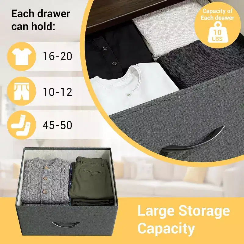 Petite commode 3 tiroirs avec paniers en tissu amovibles – Organisateur polyvalent pour chambre, salon, couloir ou buanderie – Peu encombrant, montage facile