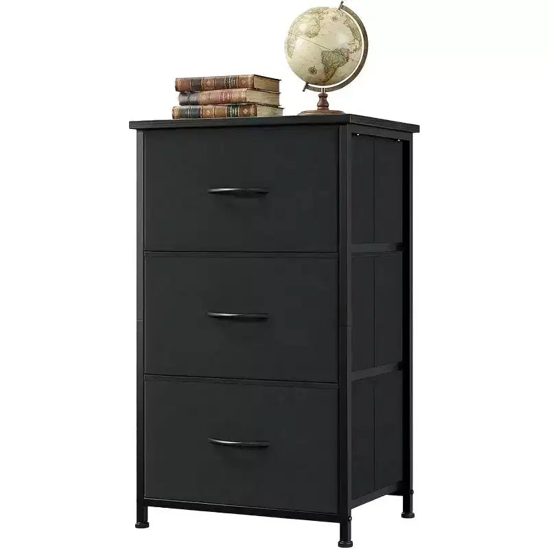 Petite commode 3 tiroirs avec paniers en tissu amovibles – Organisateur polyvalent pour chambre, salon, couloir ou buanderie – Peu encombrant, montage facile
