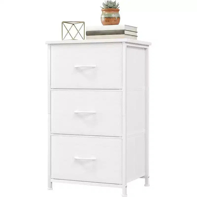 Petite commode 3 tiroirs avec paniers en tissu amovibles – Organisateur polyvalent pour chambre, salon, couloir ou buanderie – Peu encombrant, montage facile