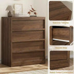 Commode à 4 tiroirs pour chambre à coucher, table de chevet, grand rangement, construction robuste, pour salon, chambre d'enfant, entrée