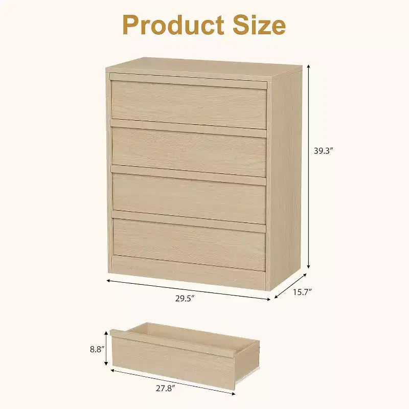 Commode à 4 tiroirs pour chambre à coucher, table de chevet, grand rangement, construction robuste, pour salon, chambre d'enfant, entrée