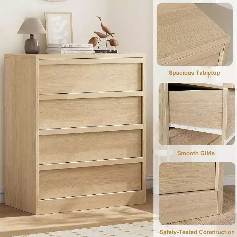Commode à 4 tiroirs pour chambre à coucher, table de chevet, grand rangement, construction robuste, pour salon, chambre d'enfant, entrée
