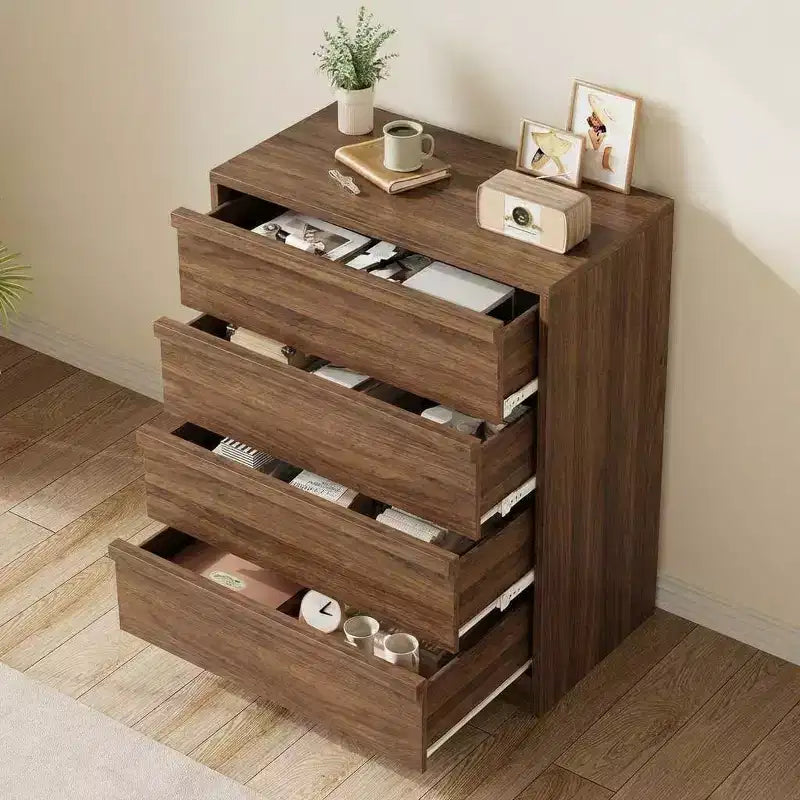 Commode à 4 tiroirs pour chambre à coucher, table de chevet, grand rangement, construction robuste, pour salon, chambre d'enfant, entrée
