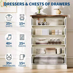 Commode haute à 5 tiroirs pour chambre à coucher, commode verticale cannelée, commode de rangement en bois avec poignées en métal, commode peu encombrante