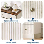 Commode haute à 5 tiroirs pour chambre à coucher, commode verticale cannelée, commode de rangement en bois avec poignées en métal, commode peu encombrante
