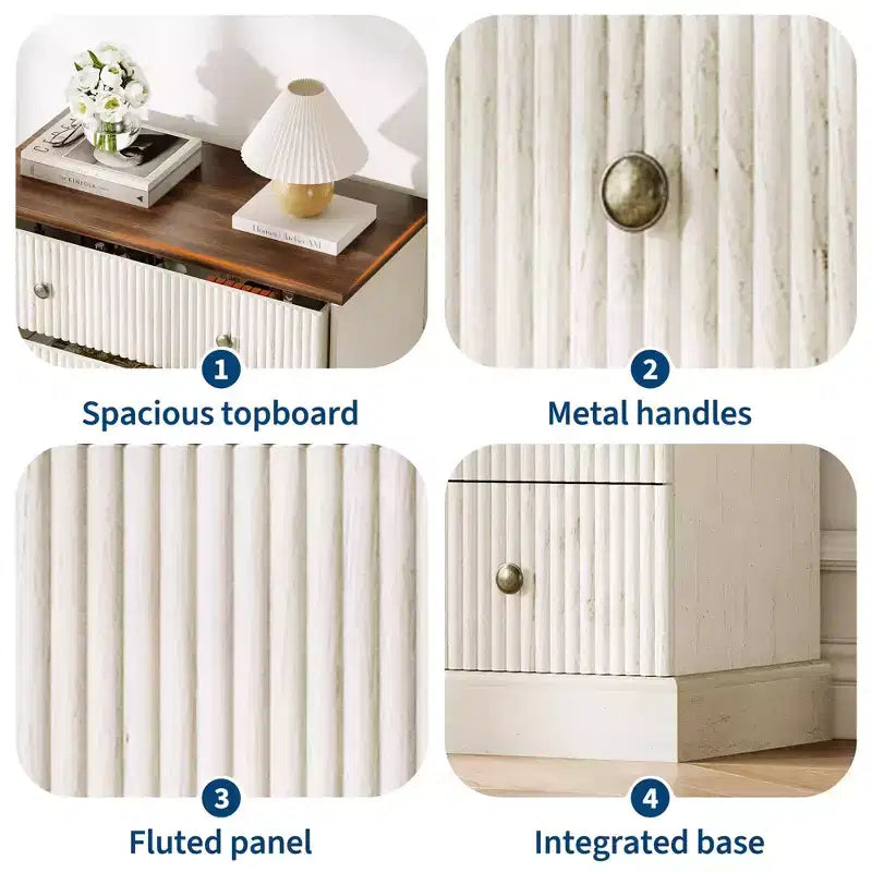 Commode haute à 5 tiroirs pour chambre à coucher, commode verticale cannelée, commode de rangement en bois avec poignées en métal, commode peu encombrante