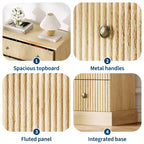Commode haute à 5 tiroirs pour chambre à coucher, commode verticale cannelée, commode de rangement en bois avec poignées en métal, commode peu encombrante