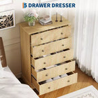 Commode haute à 5 tiroirs pour chambre à coucher, commode verticale cannelée, commode de rangement en bois avec poignées en métal, commode peu encombrante