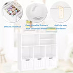 Meuble de rangement pour jouets et bibliothèque pour enfants avec 3 tiroirs mobiles et 6 casiers de rangement, idéal pour l'organisation de la salle de jeux et de la chambre d'enfant