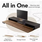 Bureau debout avec tiroirs et classeur, bureau électrique réglable en hauteur de 120 cm avec rangement, table ergonomique avec support d'écran