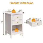 Table de chevet bohème en rotin avec 2 tiroirs, table de chevet gris-blanc de 68,5 cm, petite table d'appoint de rangement pour chambre à coucher et salon