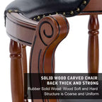 Tabourets de bar en cuir pivotants en bois, hauteur d'assise 66 cm, chaise haute de bar pivotante à 360 degrés avec dossiers