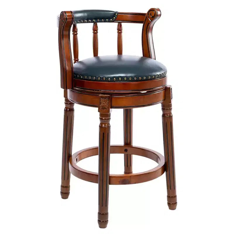 Tabourets de bar en cuir pivotants en bois, hauteur d'assise 66 cm, chaise haute de bar pivotante à 360 degrés avec dossiers