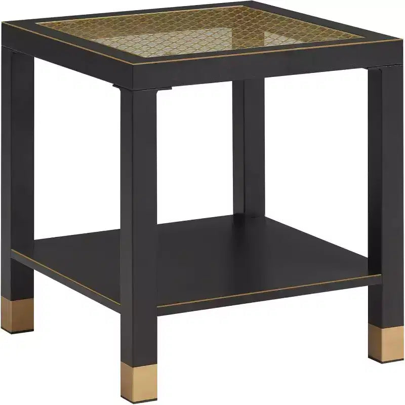 Table d'appoint moderne à 2 niveaux en verre et métal, polyvalente pour salon et chambre à coucher