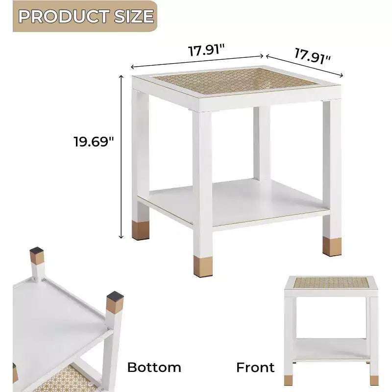 Table d'appoint moderne à 2 niveaux en verre et métal, polyvalente pour salon et chambre à coucher