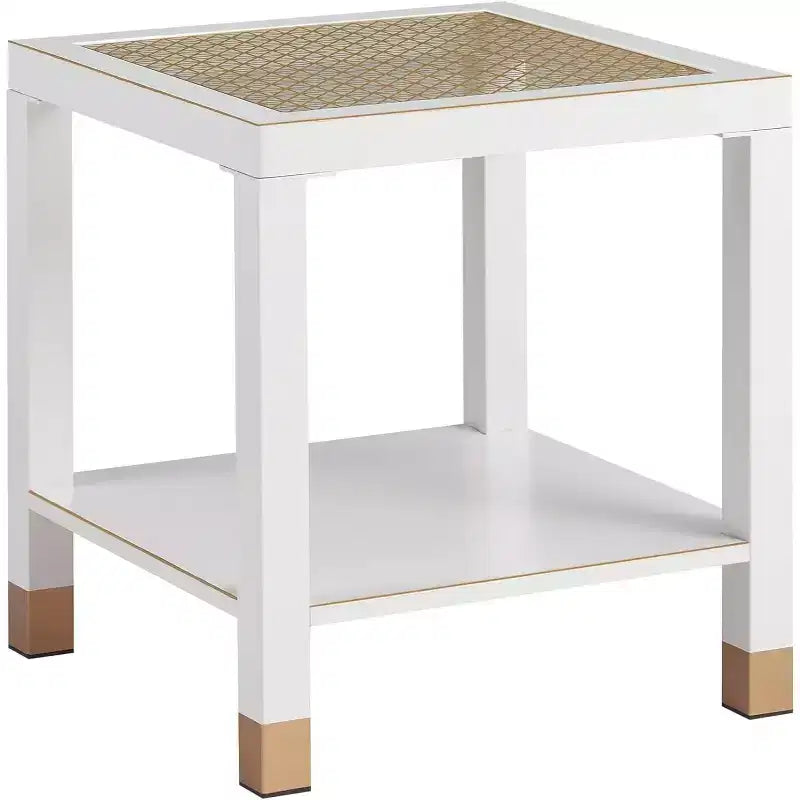 Table d'appoint moderne à 2 niveaux en verre et métal, polyvalente pour salon et chambre à coucher