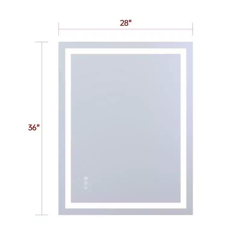 Miroir de salle de bain mural en verre trempé 28x36, miroir de courtoisie LED anti-buée ETL, 3 modes de couleur