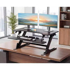 Rehausseur de bureau debout en Z de 32 pouces, convertisseur de bureau assis-debout à hauteur réglable, support pour ordinateur portable, élévateur de bureau pour la maison et le bureau