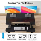 Rehausseur de bureau debout en Z de 32 pouces, convertisseur de bureau assis-debout à hauteur réglable, support pour ordinateur portable, élévateur de bureau pour la maison et le bureau