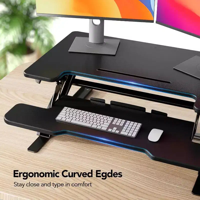 Rehausseur de bureau debout en Z de 32 pouces, convertisseur de bureau assis-debout à hauteur réglable, support pour ordinateur portable, élévateur de bureau pour la maison et le bureau