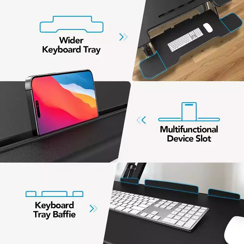 Rehausseur de bureau debout en Z de 32 pouces, convertisseur de bureau assis-debout à hauteur réglable, support pour ordinateur portable, élévateur de bureau pour la maison et le bureau
