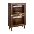 Meuble à chaussures Noyer 60 cm, Rangement d'entrée moderne avec 2 tiroirs basculants, Design clôture, pour Couloir et Corridor