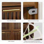 Meuble à chaussures Noyer 60 cm, Rangement d'entrée moderne avec 2 tiroirs basculants, Design clôture, pour Couloir et Corridor