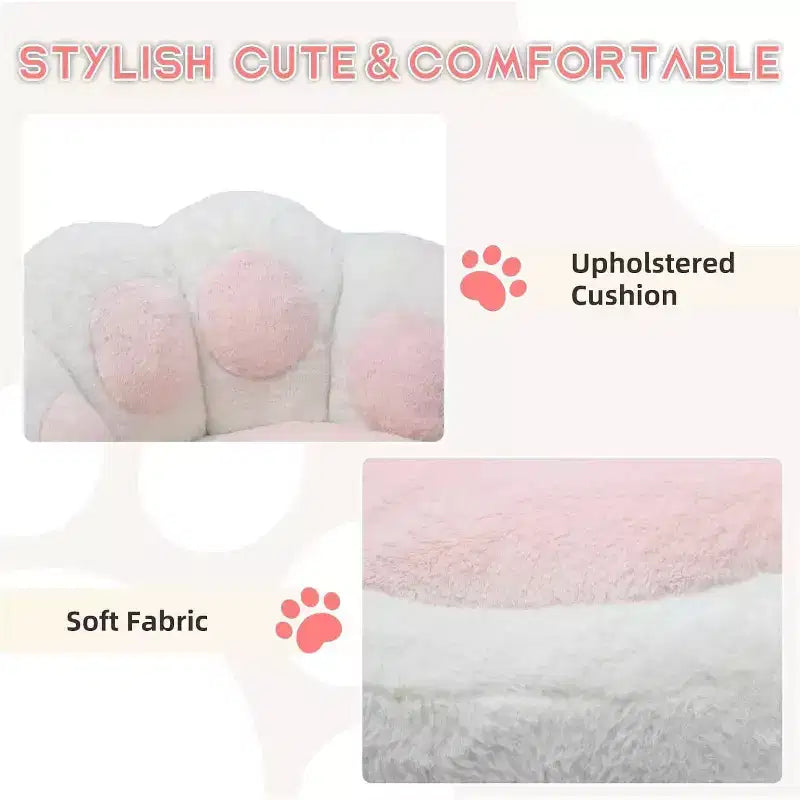 Chaise de vanité avec dossier patte de chat, petite chaise de bureau sans accoudoirs à roulettes, chaise d'ordinateur pivotante à 360° en tissu Teddy, hauteur réglable pour bureau à domicile
