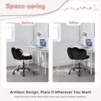 Chaise de vanité avec dossier patte de chat, petite chaise de bureau sans accoudoirs à roulettes, chaise d'ordinateur pivotante à 360° en tissu Teddy, hauteur réglable pour bureau à domicile